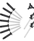 Tri Fold Aluminum Pop Rivets Black 75 Pieces Assortment For Kayak Boat Repair Includes Sizes Three Sixteenths Inch Five Tools