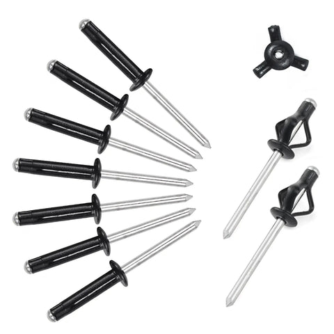 Tri Fold Aluminum Pop Rivets Black 75 Pieces Assortment For Kayak Boat Repair Includes Sizes Three Sixteenths Inch Five Tools