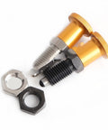 Built Tough Gold Knob Indexing Plunger Spring Pin With External Thread And Nut For Precise Vise Alignment CNC Machining And Heavy Duty Workshop Fixtures.