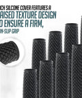 Close-up of raised texture silicone covers for Metal Hand Grip Set 100Lb To 200Lb Three Pack with non-slip grip features.