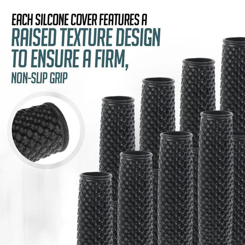 Close-up of raised texture silicone covers for Metal Hand Grip Set 100Lb To 200Lb Three Pack with non-slip grip features.