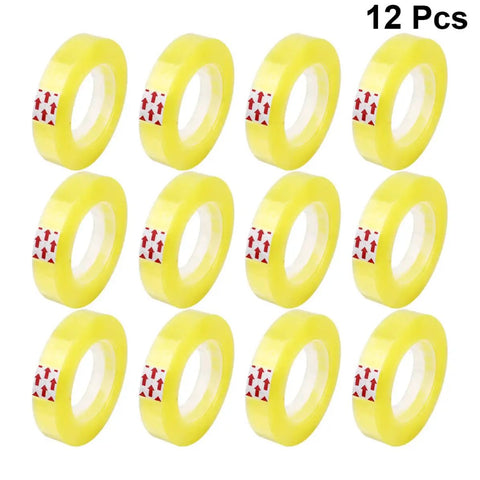 Dope 12 Pack 11mm X 30m BOPP Packing Tape for packaging and school use, easy to cut and refill, strong adhesive for mailers and boxes