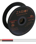 50 Foot 18 Gauge Two Conductor Electrical Wire With Red And Black Leads CL2 Fire Resistant White Jacket DIY Ready For In Wall LED Strip Lighting Extension Cord Cable Easy To Cut And Strip spool