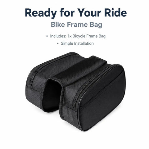 Bike Frame Bag For Bikepacking Full Frame Bag 20 By 16 By 6 Cm Wear Resistant Canvas With Zipper Closure Ebony Edge Black Finish