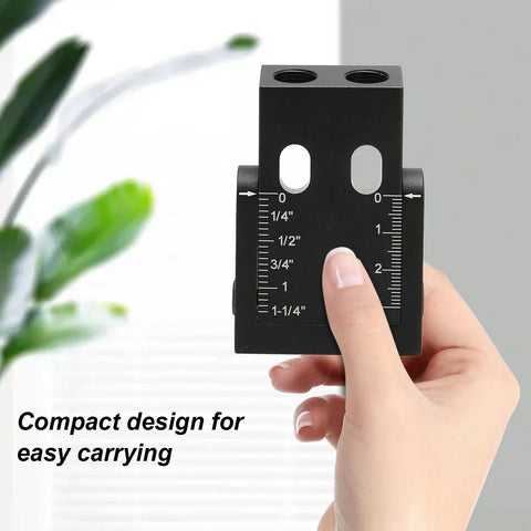 Top Notch Woodworking Punch Locator For 15 Degree Inclined Holes With Precision Joint Angle Positioner and Full Aluminum Alloy, compact size in hand.