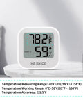 All In One Room Humidity And Temperature Meter With LCD Display Accurate Hygrometer Thermometer For Bedroom Nursery Office Greenhouse And Cellar Easy To Read Sensor With Precise Temperature And Humidity Readings, white square unit on table