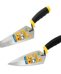Two Piece Masonry Trowel Set With Soft Non Slip Handles Includes 6 Inch Round And 6 Inch Pointed Trowels For Concrete Cement Plaster And Tile Work Carbon Steel Construction