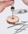 Rock Solid Aluminum Hand Pin Vise Kit Hella Tough 0.8mm To 3.0mm Micro Twist Drill Bits in action on wooden surface.