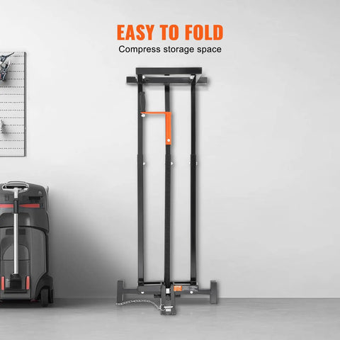 Foldable storage view of Beefy 880 LB Ride On Lawn Mower Lift Jack With Telescoping Lift Crank Handle And Power Tool Handle.
