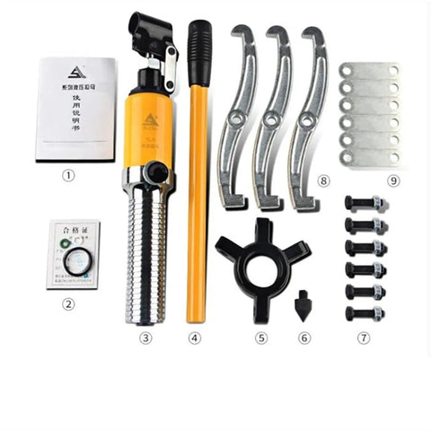 Heavy Duty Hella Strong Hydraulic Gear Puller For Wheel Bearings And Hub Extraction 5 Ton Capacity with tools and accessories.