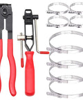 Heavy Duty Stainless Steel Crimping Tool Kit For Hose Clamps And Banding Shafts With Built-In Cutter Perfect For Cars Pipes Machinery CV Joint Boot Work And Universal Jobs, pliers and clamps