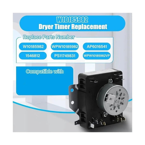 Drying Machine Programmer Assembly W10185982 Replacement Part For Amana Dryers, DIY Friendly, 220V Compatible, Precise Fit, Easy Install, Durable Control Module For Reliable Drying Performance, black dryer timer module