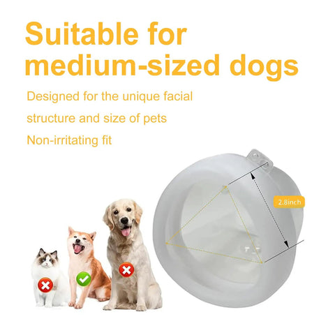 Dog Nebulizer Cup and Inhaler Mask Kit for Medium Size Dogs showing pet mask size and fit for medium dogs.