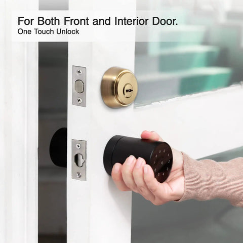 Smart Door Lock With Fingerprint And Bluetooth Control No Key Needed NFC App Code Entry Access Card Backup Keys Black Finish
