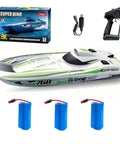 Fast RC Jet Boat With Brushless Motor And Water Cooled ESC 30kmh Powered By 3x3S LiPo Packs 40cm ABS Hull on white background