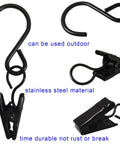 Stainless Steel S Hooks Curtain Clips 50 Pack For String Lights Photo Displays And Gutter Hangers Heavy Duty Indoor Outdoor Clip Hangers 2.4 Inch Long Black