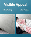 Before and after installation of Solid White 3D Foam Wall Protectors, showcasing wall padding transformation.