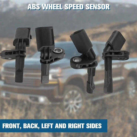 4 Pack ABS Wheel Speed Sensor Front And Rear Left Right, durable PA nylon for VW Beetle Passat Jetta, shown from multiple angles.