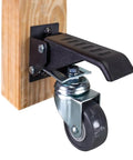 Heavy Duty Workbench Caster Kit With Four Two And A Half Inch Swivel Wheels And Four Hundred Pound Capacity, retractable mounted on wood