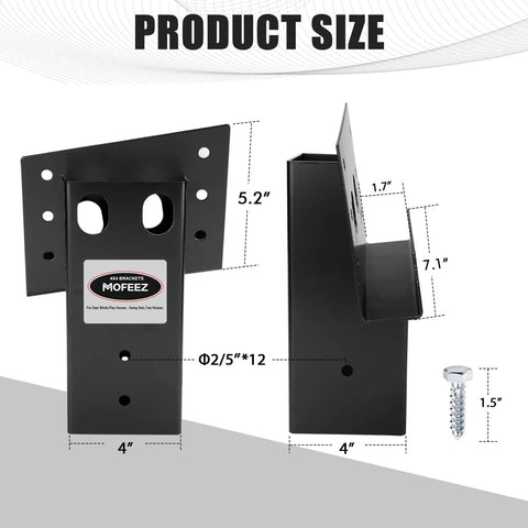 Heavy Duty Deer Stand Brackets For 4X4 Timbers Featuring Badass Strength And Powder Coated Finish Top Shelf Hanging Hardware For Hunting Blinds Treehouses Outside 2000 Pound Rating Four Pack Black Steel Braces With Anchors product size and dimensions