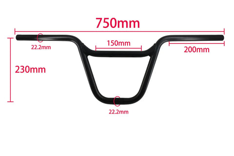 Ultra Lightweight 750 Millimeter BMX Handlebar Aluminum Alloy 6061 Riser Bar 22.2 Millimeter Diameter Ergonomic