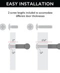 Diagram showing easy installation with 2 screw lengths for 4 Inch Satin Nickel Truss Bar Cabinet Pulls 10 Pack Center To Center 104 mm