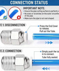 Push To Connect Pneumatic Straight Male Fittings 1/4 Inch Tube OD X 1/4 Inch NPT Thread PC1/4-N02 Pack Of 10 For Air Lines And Pneumatic Tools, Durable Quick Connectors; connection guide