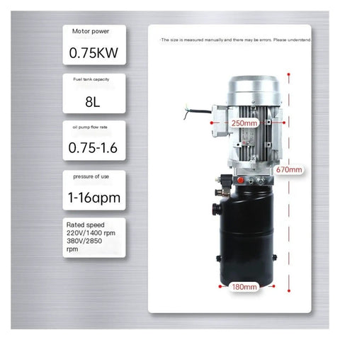 Heavy Duty Hydraulic Power Unit Motor And Electric Pump Station For Forklift Tailgate Lift With 380V 0.75KW Drive Unidirectional Eight Liter Reservoir Built Tough For Light Speed Startup And Daily Grind Operations