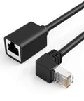 Cat6 Shielded Ethernet Extension Cable With Upward Angled Connectors, 8P8C Patch Cable, 250 MHz Bandwidth, 1.6 Feet, Black
