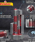 Red High Strength Thread Locker For Large Fasteners Permanent Lock Anaerobic Formula 1.70 Oz Bottle Pack Of Four Vibration Resistant And Solvent Resistant shown applied to bolt.