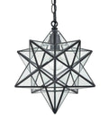 Big 16 Inch Moravian Star Pendant Light With Clear Glass Adjustable Chain Hanging Star Ceiling Fixture For Kitchen Bedroom Entryway