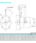 Technical schematic of Solid Shaft Micro Magnetic Powder Brake 1 Nm Torque 0.54 Kg ZKG-10YN, showcasing measurements and dimensions.