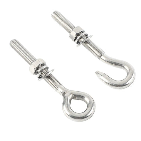 304 Stainless Steel Eyebolts Assortment Kit With Nuts And Washers, M5 to M16, featuring heavy-duty threaded eyebolts and hook