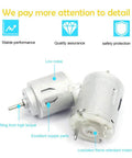 Two Beefy Torque 5000 RPM 6V Mini DC Motors with cylinder magnetic drive and 2x11mm shafts for DIY robotics, highlighting quality features.