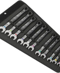 Joker 11 Piece Combination Wrench Set for Tight Spots with Slim 15 Degree Ring Side displayed in black organizer