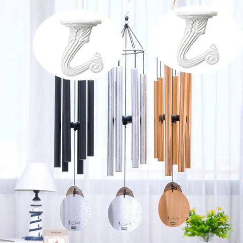 Six Pack White Ceiling Hooks For Hanging Plants And Decor Heavy Duty Swag Toggle Hooks With Hardware Easy Install shown holding wind chimes