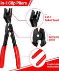 2-in-1 clip pliers with forked head and spring-loaded action from 5 Piece Auto Electrical Disconnect Pliers Kit