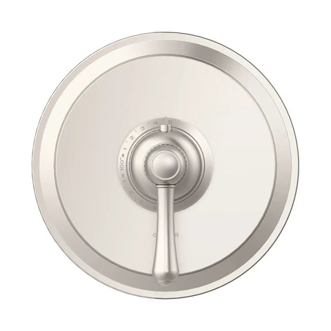 Opulence Brushed Nickel Shower Trim Kit With Single Handle Wall Mount Trim Only Valve Not Included Requires Three Quarter Inch Thermostatic Rough In Valve Sold Separately Slick Upgrade For Modern Bathrooms, single handle view
