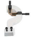 Premium Lathe Rest Steady Fixing Tool For Wood Turning Perfect For Wm 210 And 8x16 Frame shown in white die cast aluminum design.