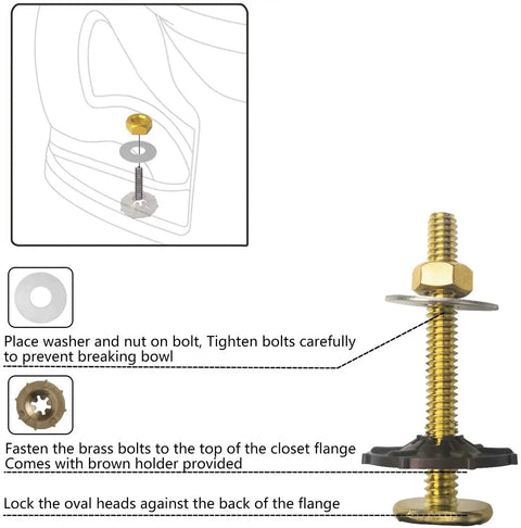 Heavy Duty Extra Thick Toilet Wax Ring With Brass Bolts assembly diagram
