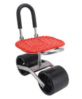 Wheeled Garden Stool With Adjustable Height Iron Construction Movable Labor Saving Patio Seat with red mesh seat