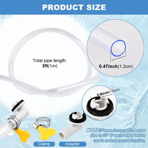 3ft Air Conditioner Drain Hose With Durable Elbow Fitting For Window Units And Mini Splits, product size details and components