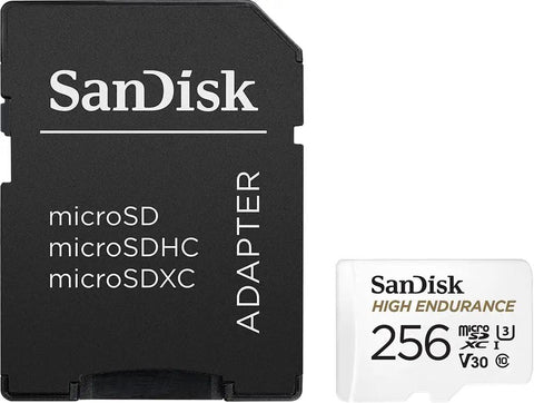 256GB High Endurance MicroSDXC Card With Adapter For Dash Cams And Home Monitoring Systems, C10 U3 V30 4K UHD Ready