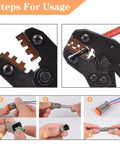 Steps using 174 Pcs DT Deutsch Connector Kit With Pro Grade Ratcheting Wire Crimp Tool, showing wire connections.