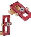 Six Piece Drill Jig Kit With Adjustable Bushings For Precise Woodworking Holes And Quick Assembly, metal components visible