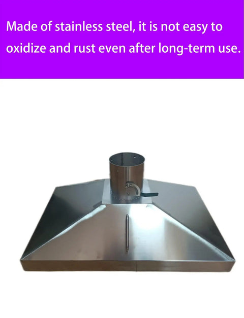 Heavy Duty Stainless Steel Fume Extraction Hood For Welding Cutting Dust Capture Industrial Air Filtration System Built Tough Smooth Airflow Design Kick That Stale Shop Air Away, top view showcasing curved design.