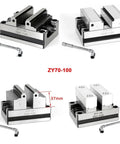 Zy60-80 Four And Five Axis Turntable Fixture Plus Self Centering Vise For Machining Centers Featuring Concentric Flat Nose Pliers Zero Fluff Design Built To Rock Solid Daily Use, showcasing ZY70-100 model with jaws.