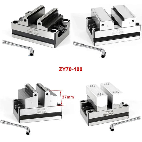 Zy60-80 Four And Five Axis Turntable Fixture Plus Self Centering Vise For Machining Centers Featuring Concentric Flat Nose Pliers Zero Fluff Design Built To Rock Solid Daily Use, showcasing ZY70-100 model with jaws.