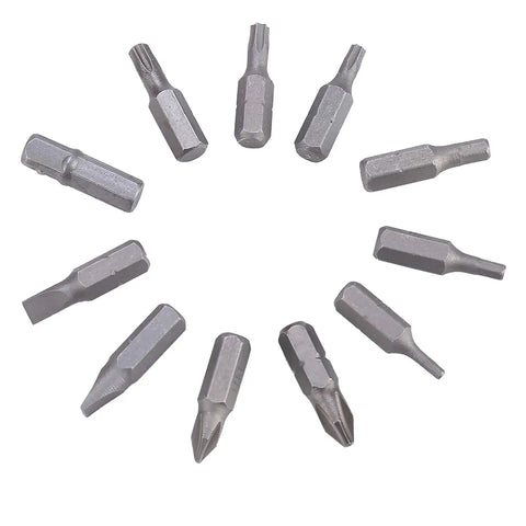 12 drill bits from 32Piece Pro Grade Drill Bits And Socket Set With Stainless Steel Heads, arranged in a circular formation
