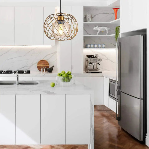 Gold Small Hanging Glass Pendant Light With 16ft Plug In Cord Dimmable And Adjustable Mini Pendant In Modern Kitchen